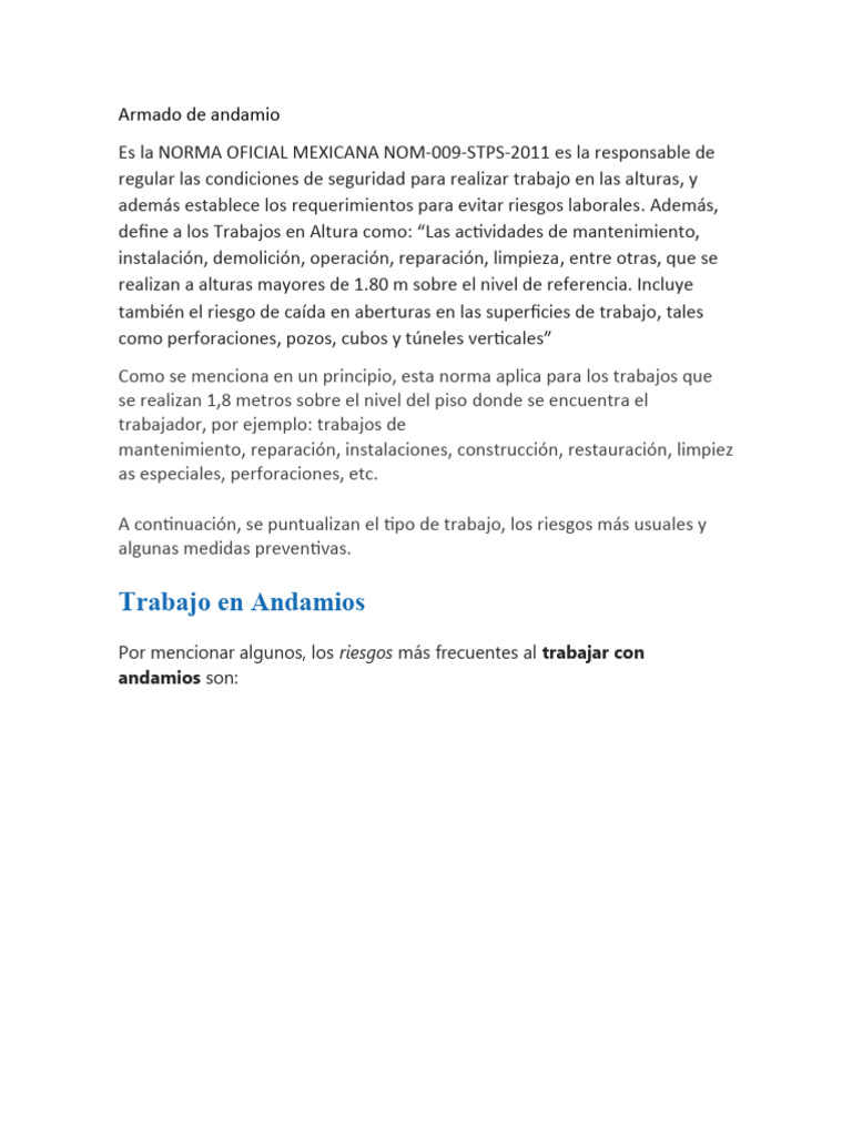 Armado De Andamio Pdf Andamio