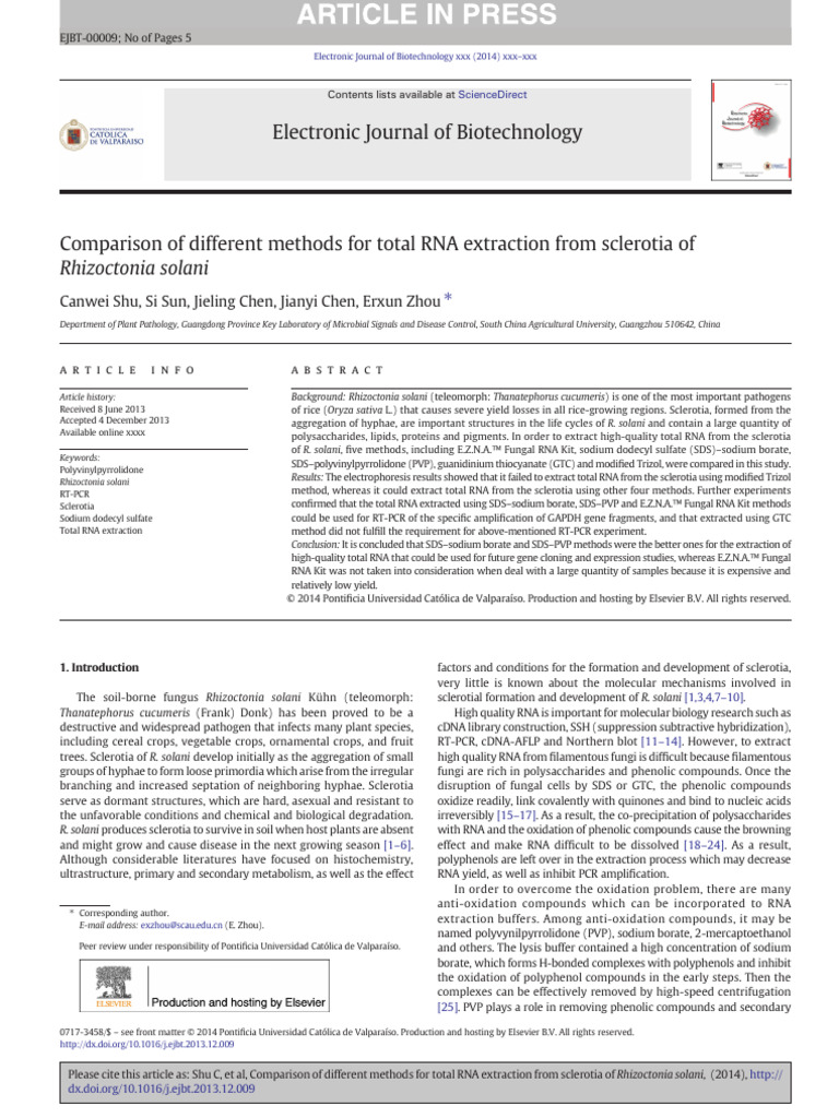 Electronic journal of biotechnology canwei shu si sun jieling chen