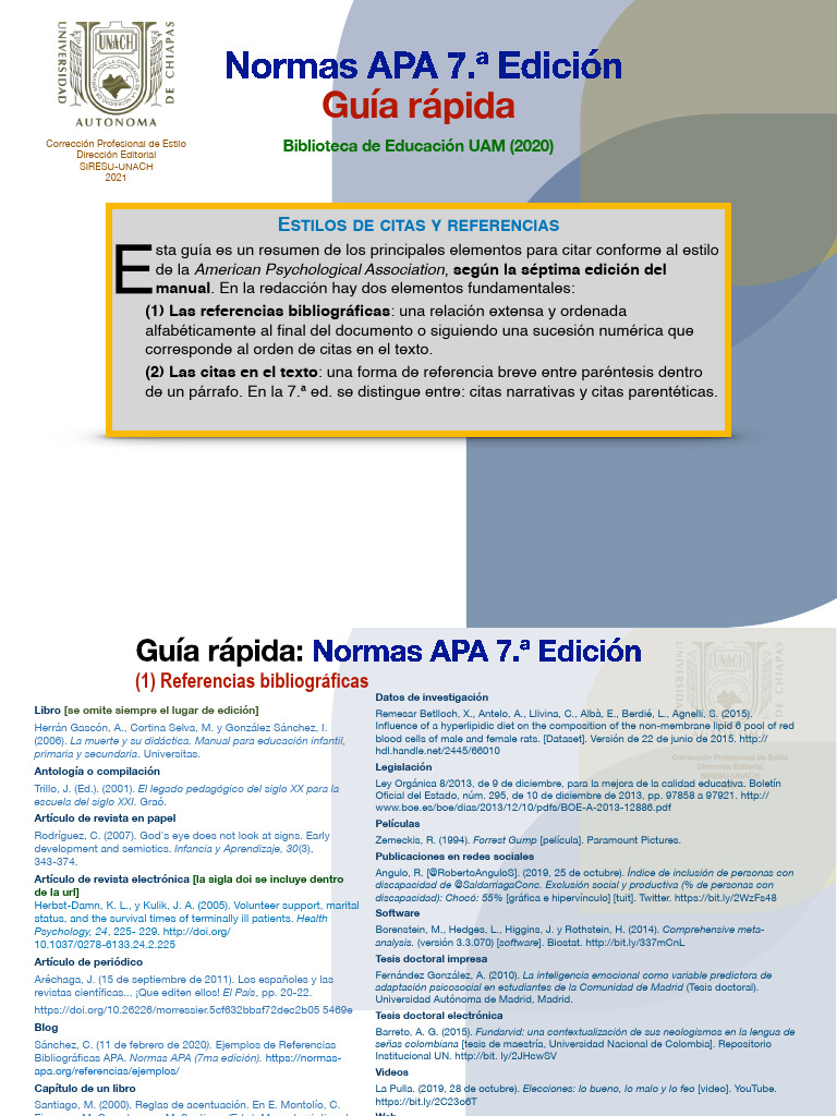 Guía Rápida Normas APA 7ª Edición | PDF | Estilo apa | Escritura