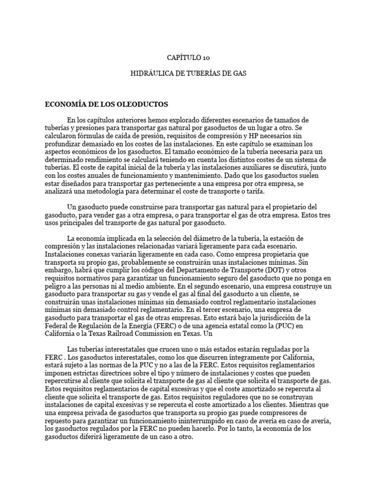 Transporte Del Gas Natural Hidráulica de Tuberías de gasCAPÍTULO 10 ...