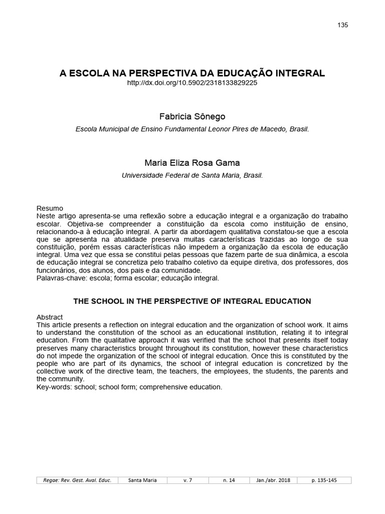Educação Integral e Organização Escolar | PDF | Aprendizado | Pedagogia