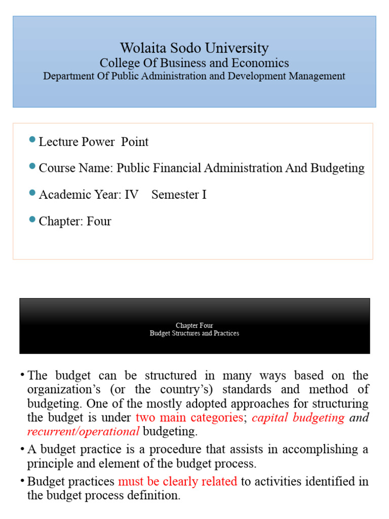 Budget Structures and Practices Overview | PDF | Budget | United States ...