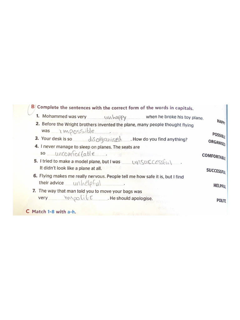 The Wrong Prom Date B Complete The Sentences With The Correct Form of ...