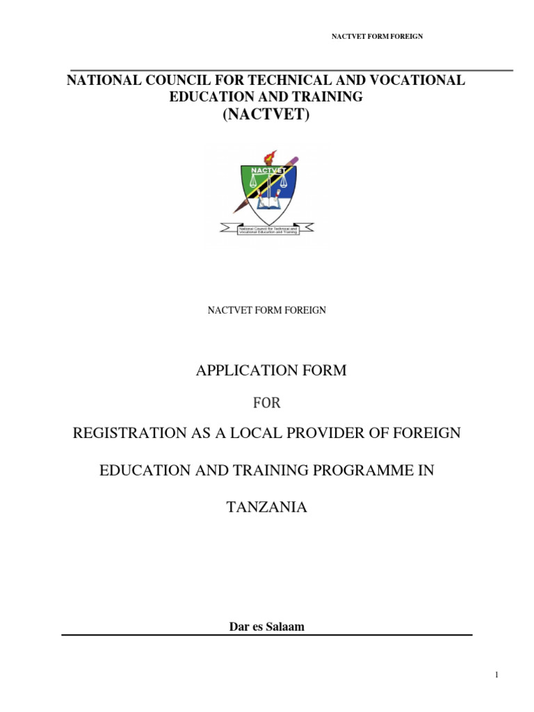 NACTVET Foreign Provider Application | PDF | Academic Degree | Diploma
