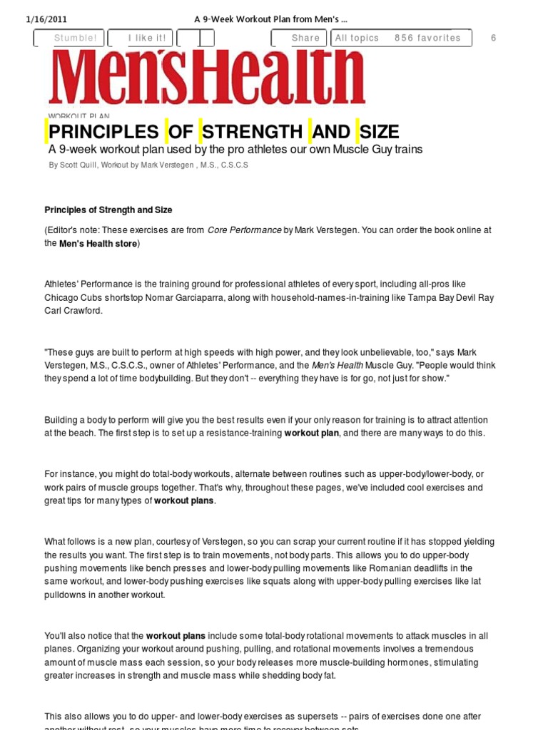 9-Week Men's Strength Workout Plan | PDF | Recreation | Musculoskeletal ...