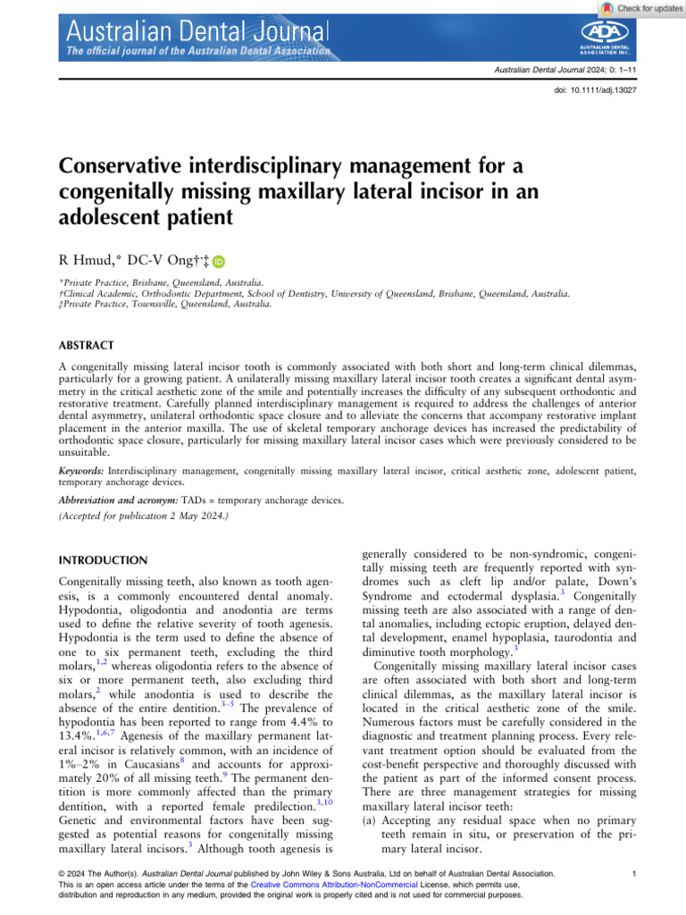 Australian Dental Journal - 2024 - Hmud - Conservative ...