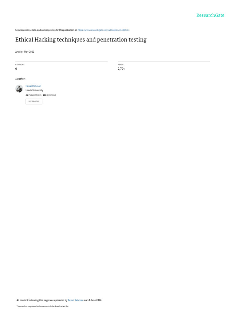 Ethical hacking techniques and penetration testing pdf security