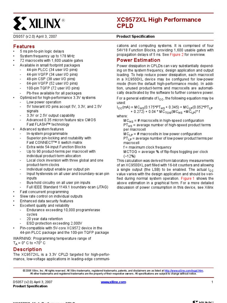 XC 9572 CPLD | PDF