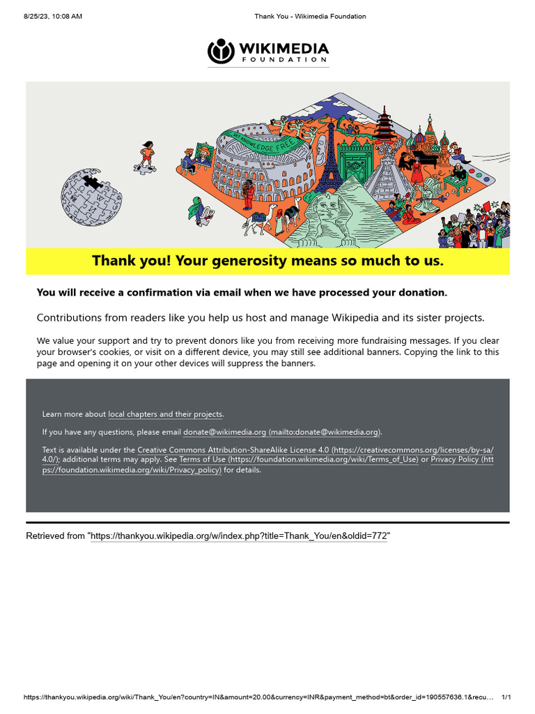 Thank You for Your Donation to Wikimedia | PDF