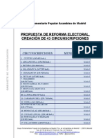Listado de Circunscripciones del proyecto de reforma de la Ley Electoral de la Comunidad de Madrid