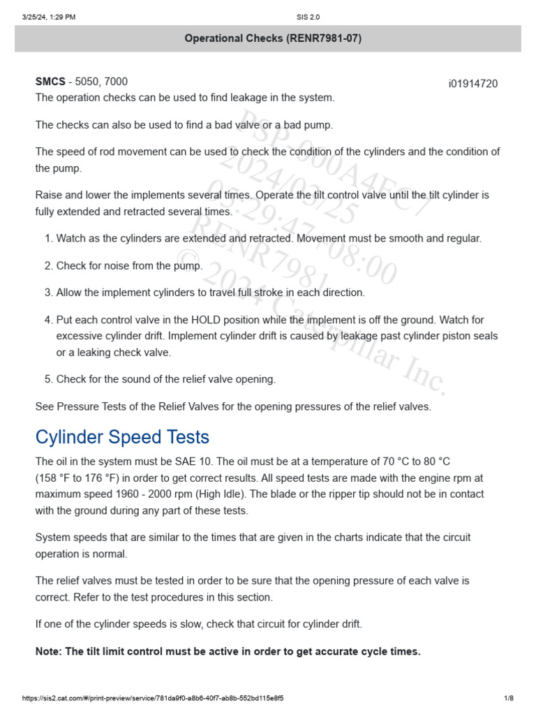 Operational Checks (RENR7981-07) | PDF | Valve | Piston