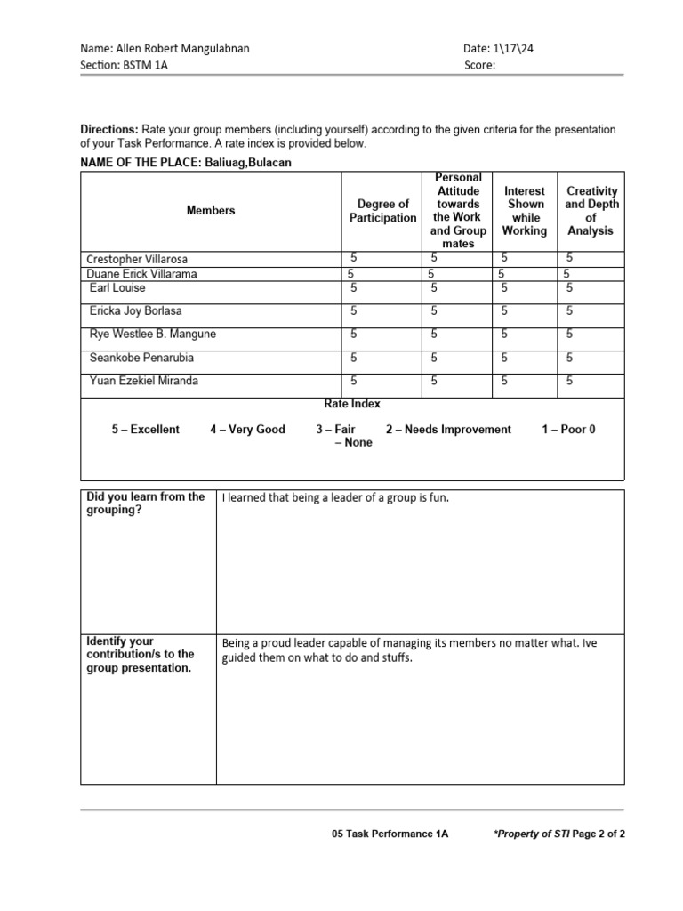 05 Task Performance G4 | PDF