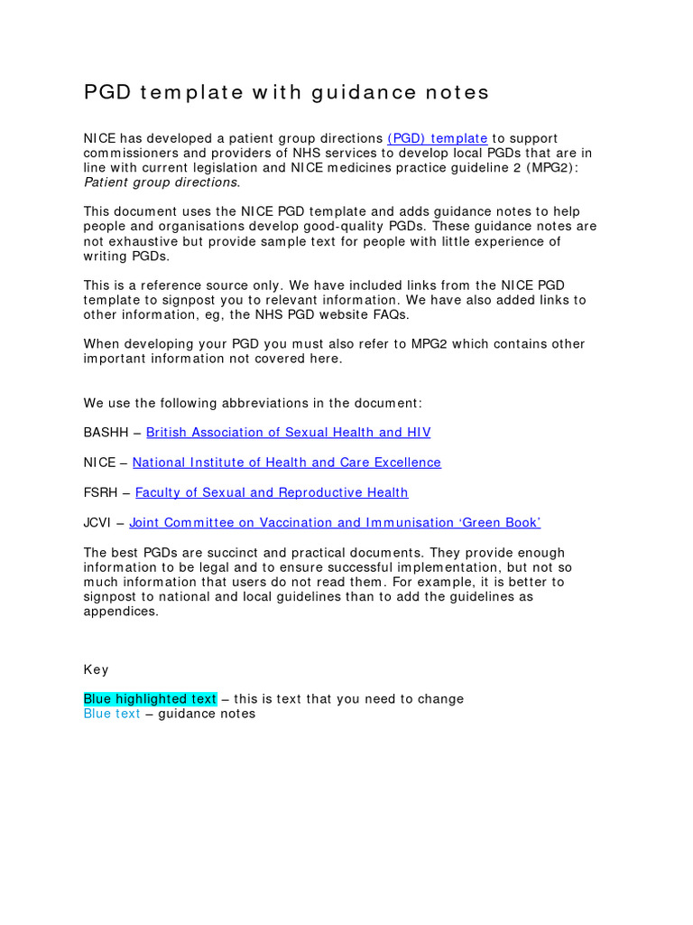 PGD Template with Guidance Notes | PDF | Adverse Effect | Health ...
