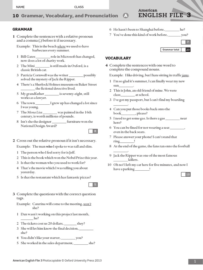 American English File 3 Test A | PDF | English Language | Bank Robbery