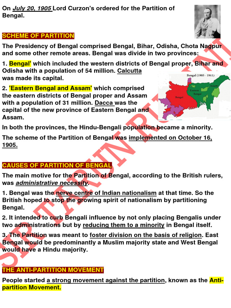Anti-Partition Movement in Bengal | PDF | Partition Of India | Bengal