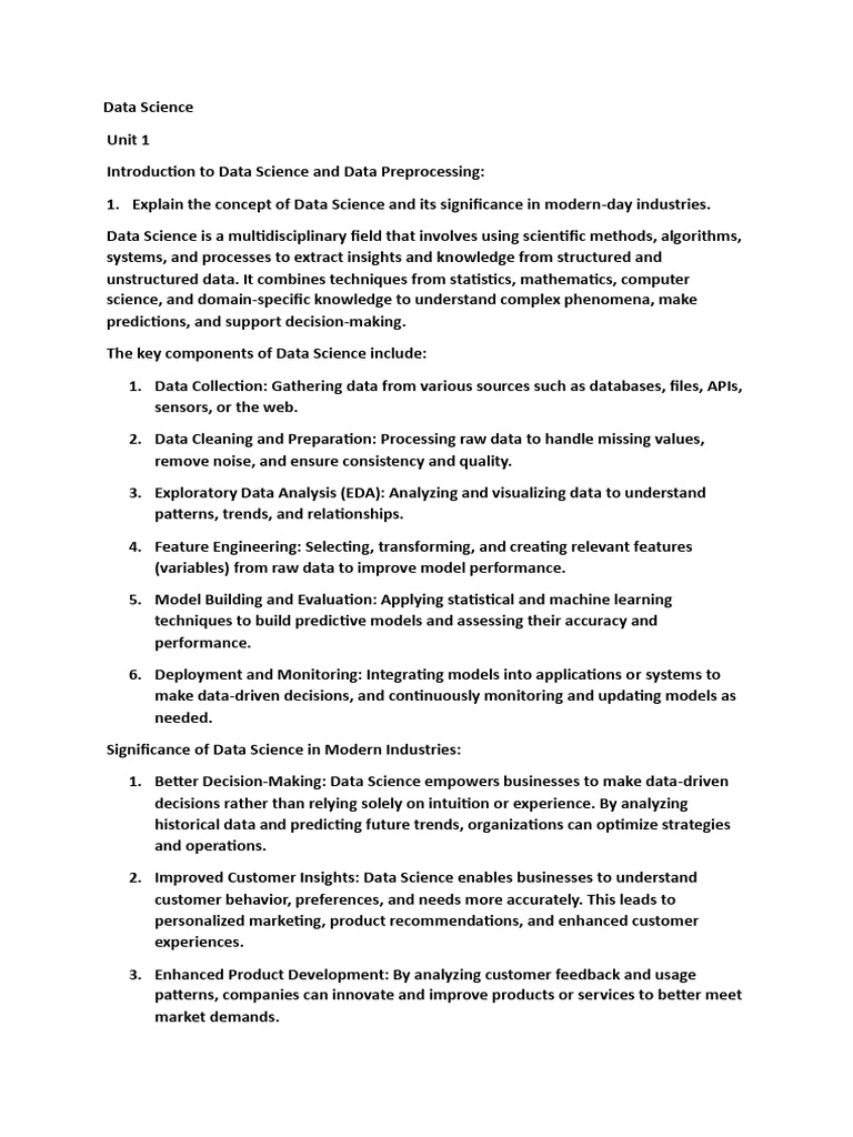 Data Science QB Solve SEM6 | PDF | Data Science | Machine Learning
