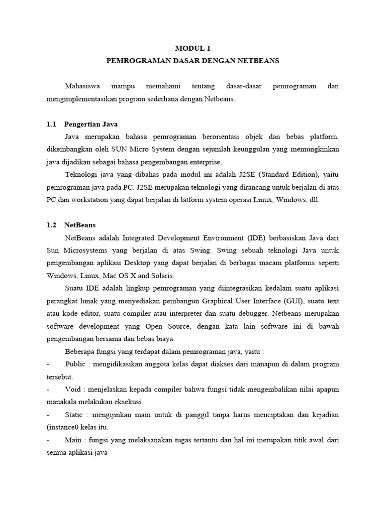 Pemrograman Dasar Java di NetBeans | PDF | Seni