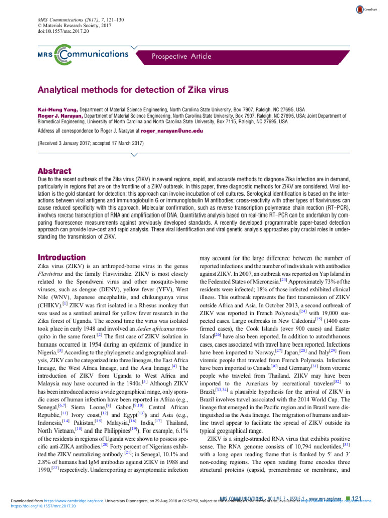 Analytical Methods For Detection of Zika Virus | PDF | Zika Virus ...