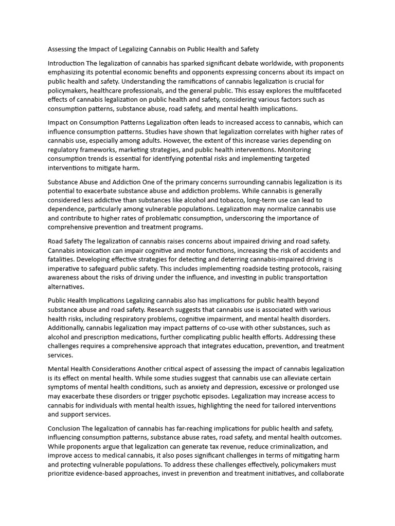 Assessing The Impact of Legalizing Cannabis On Public Health and Safety ...