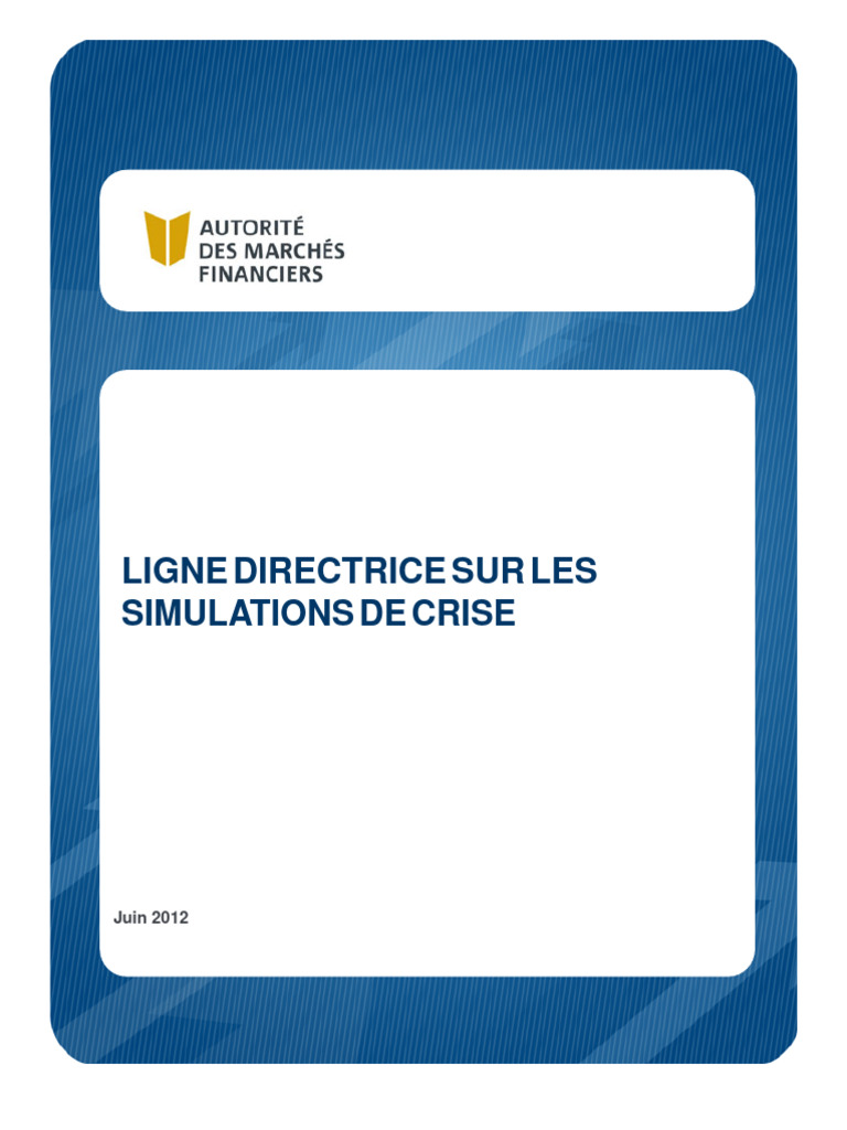 Lignes directrices sur simulations de crise | PDF | Risque | Gestion ...