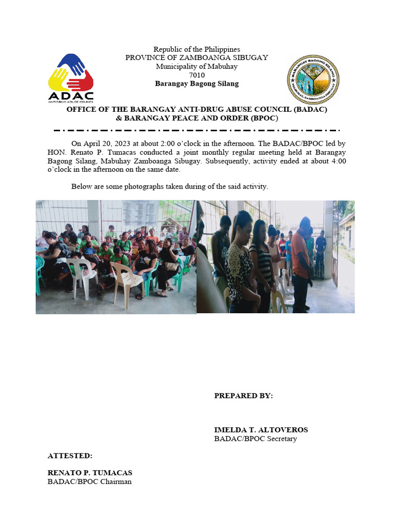 BADAC/BPOC Monthly Meeting Report | PDF