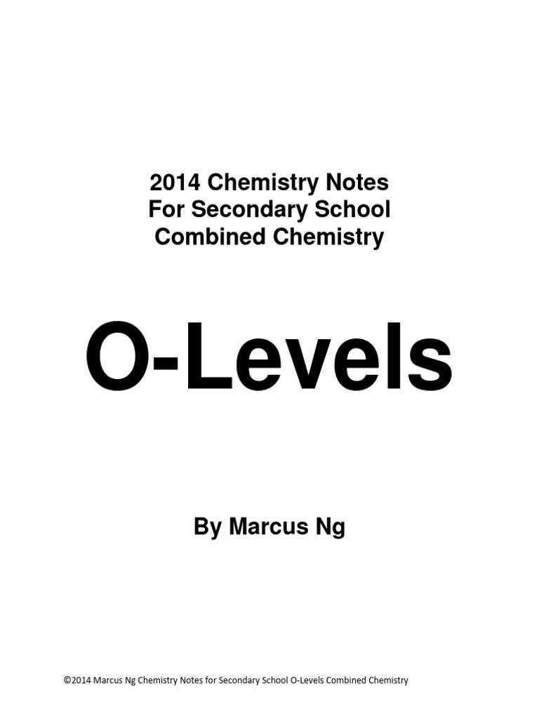 Olevels Chemistry Notes Combined Chemistry Pdf Ion Mole Unit