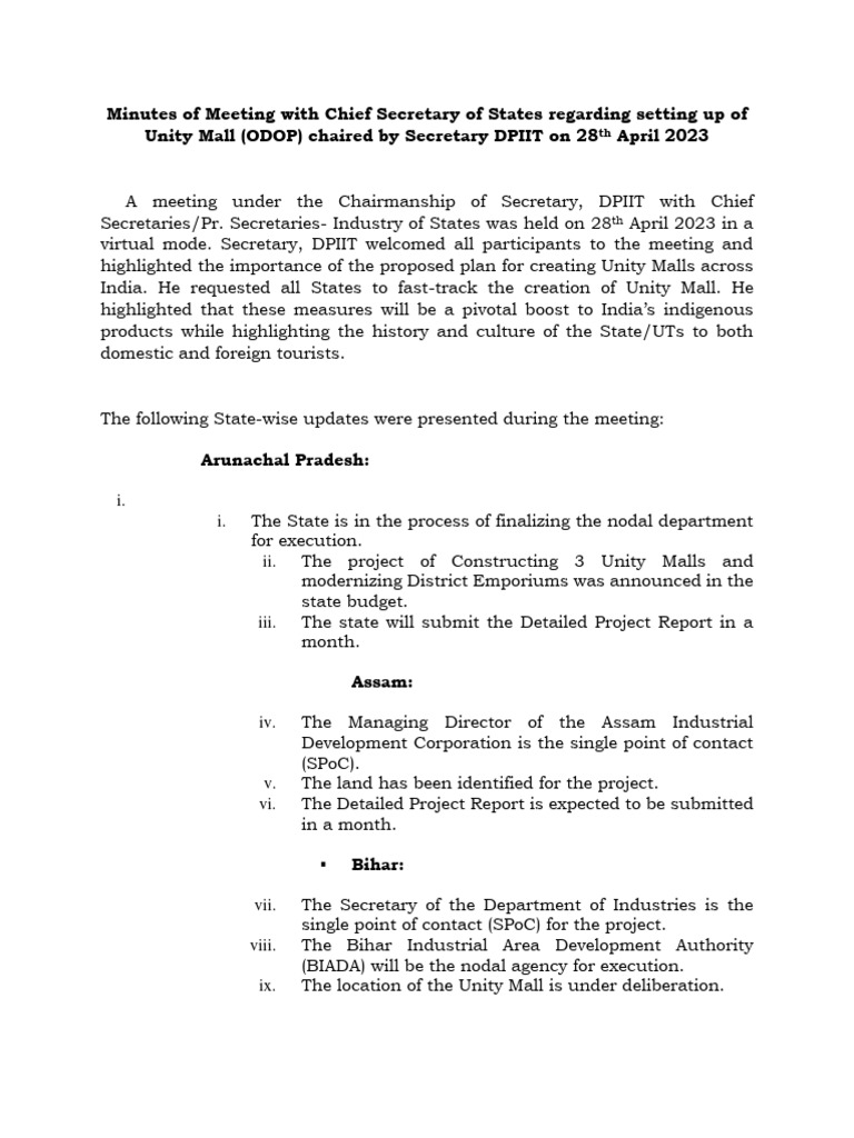 Unity Mall Project State Updates Meeting | PDF | Finance & Money ...