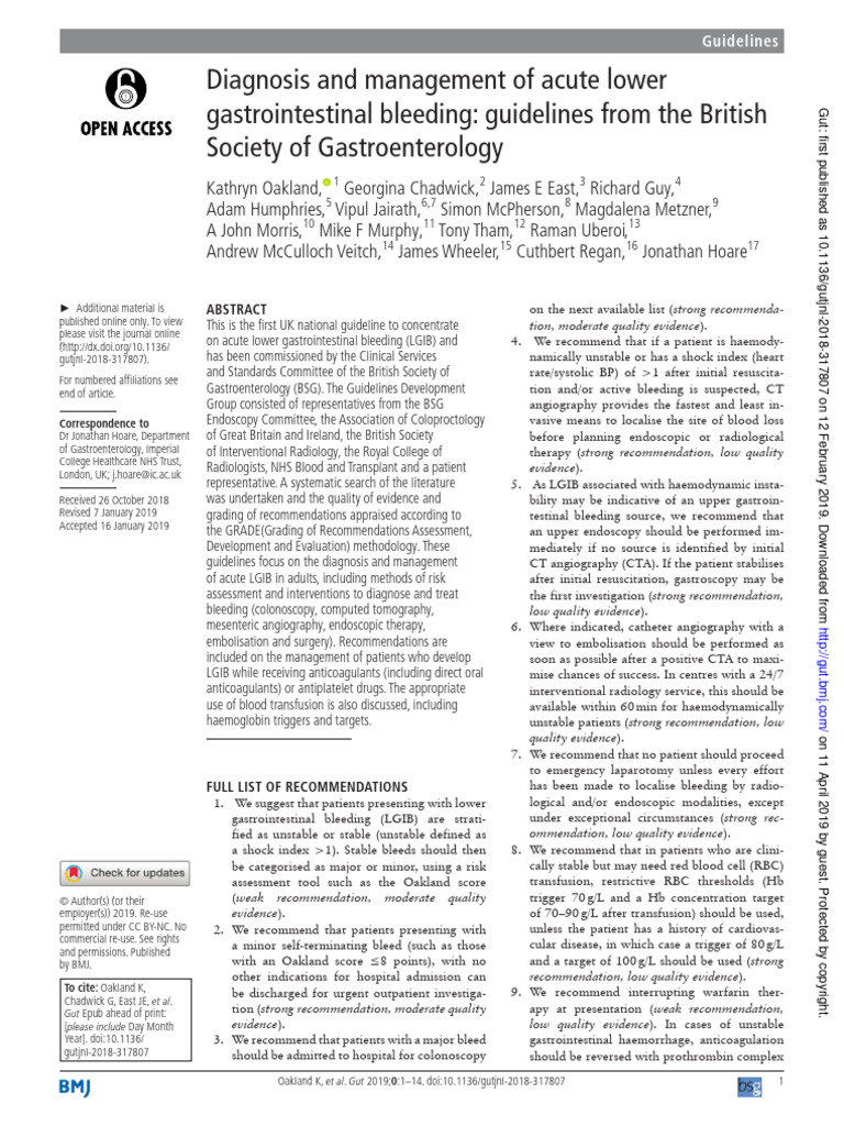 Diagnosis and management of acute lower gastrointestinal bleeding