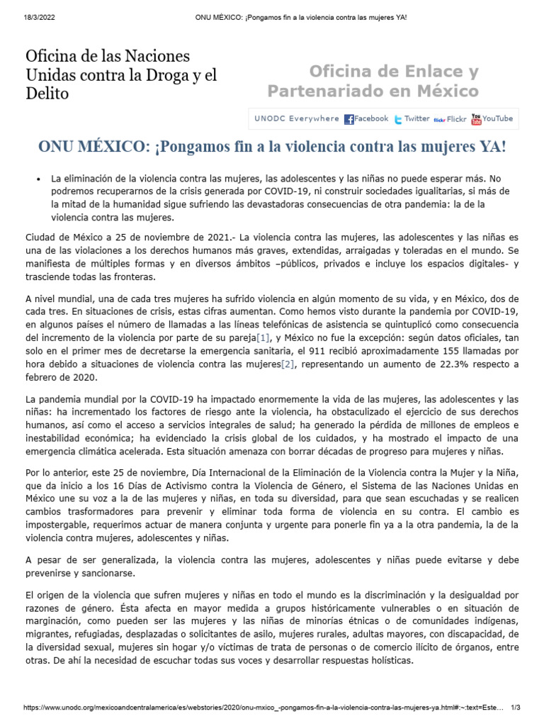 Fin a la violencia contra mujeres YA | PDF | La violencia contra las ...