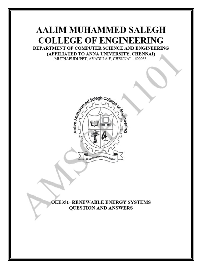 Oee351 Renewable Energy System Notes Pdf Free Download