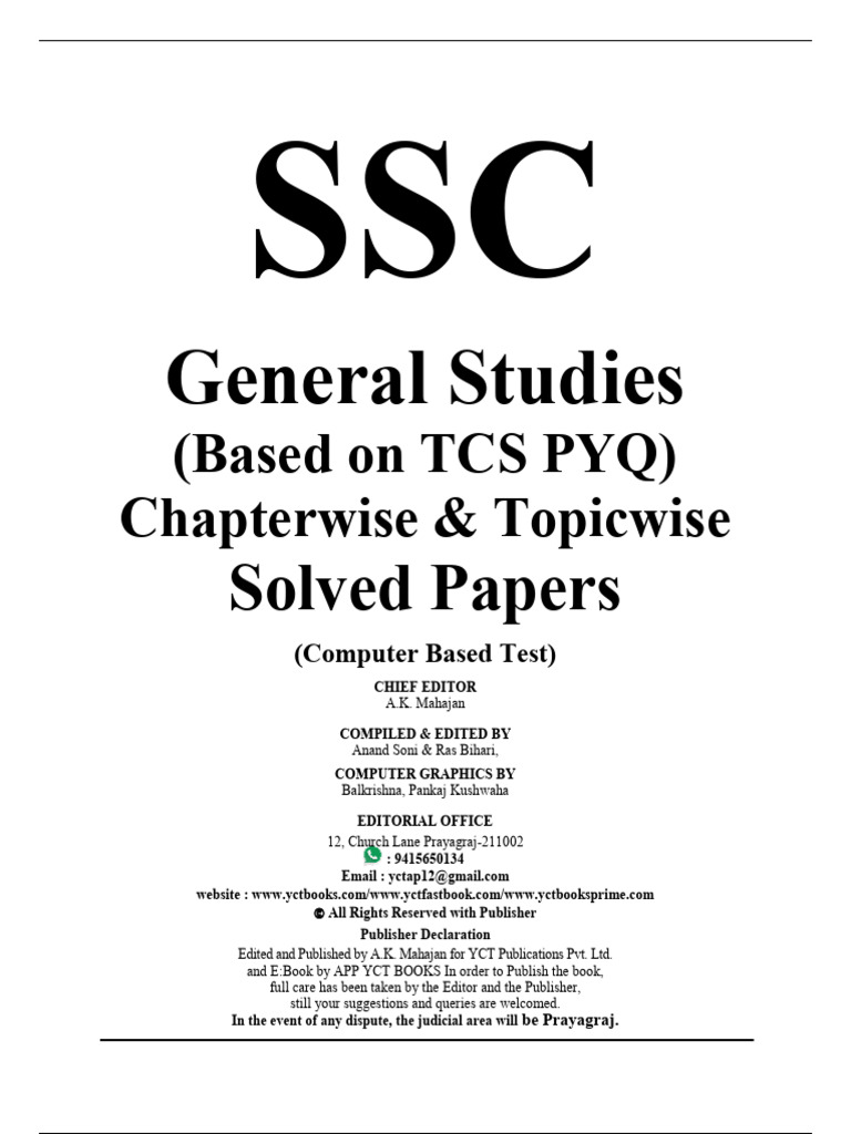 Ssc General Studies Chapterwise & Topicwise Solved Papers 2024 English ...