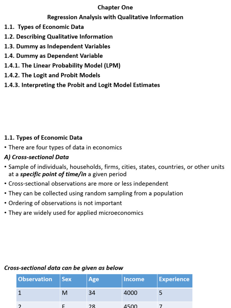 Economic Data Types and Regression Analysis | PDF | Stationary Process ...