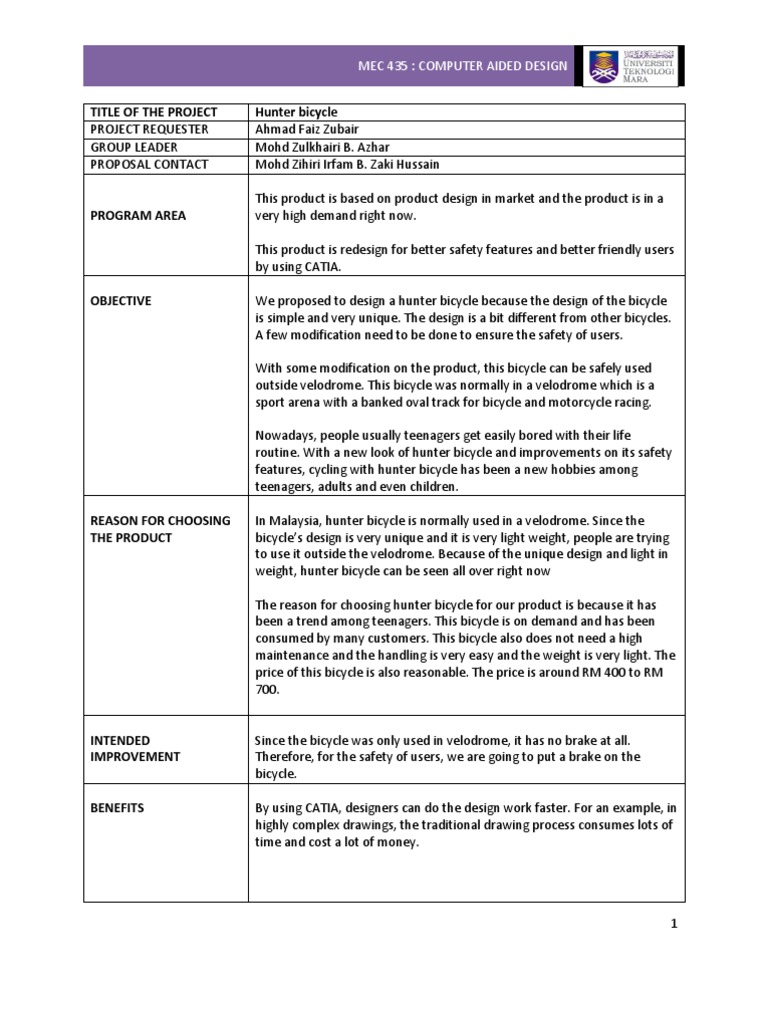 Proposal | PDF | Computer Aided Design | Motorcycle
