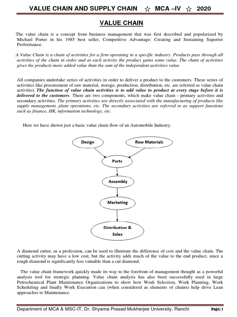 Value Chain and Supply Chain Analysis | PDF | Supply Chain | Supply ...