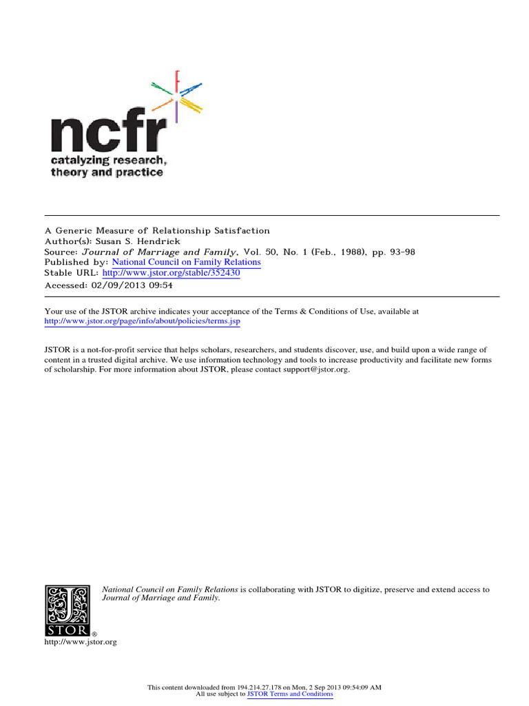 Relationship Assessment Scale Overview | PDF | Psychological Concepts ...