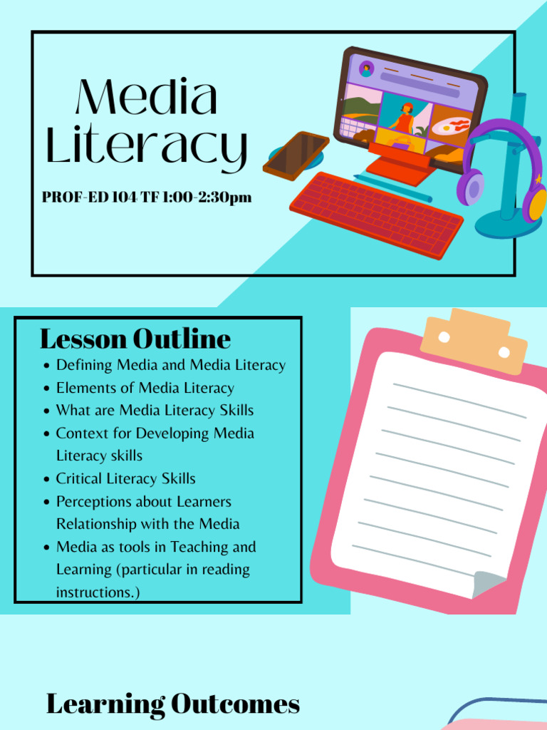 Media Literacy Education Presentation in Colorful Illustrative Style