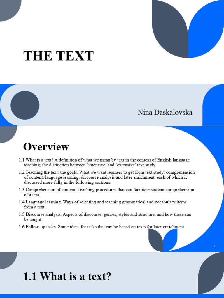 The Text - Presentation | PDF | Reading Comprehension | Vocabulary