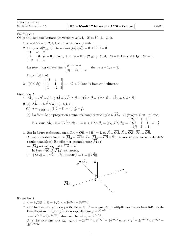 Exercices de Vecteurs et Complexes | PDF