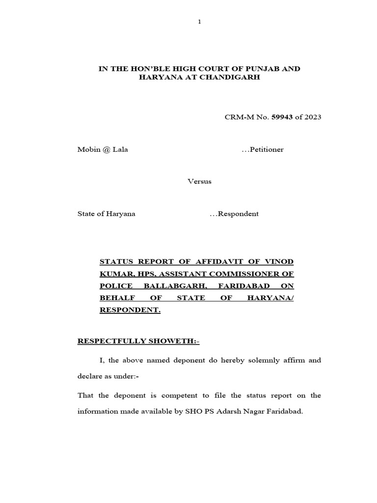 Haryana Bail Petition Status Report | PDF | Bail | Rape