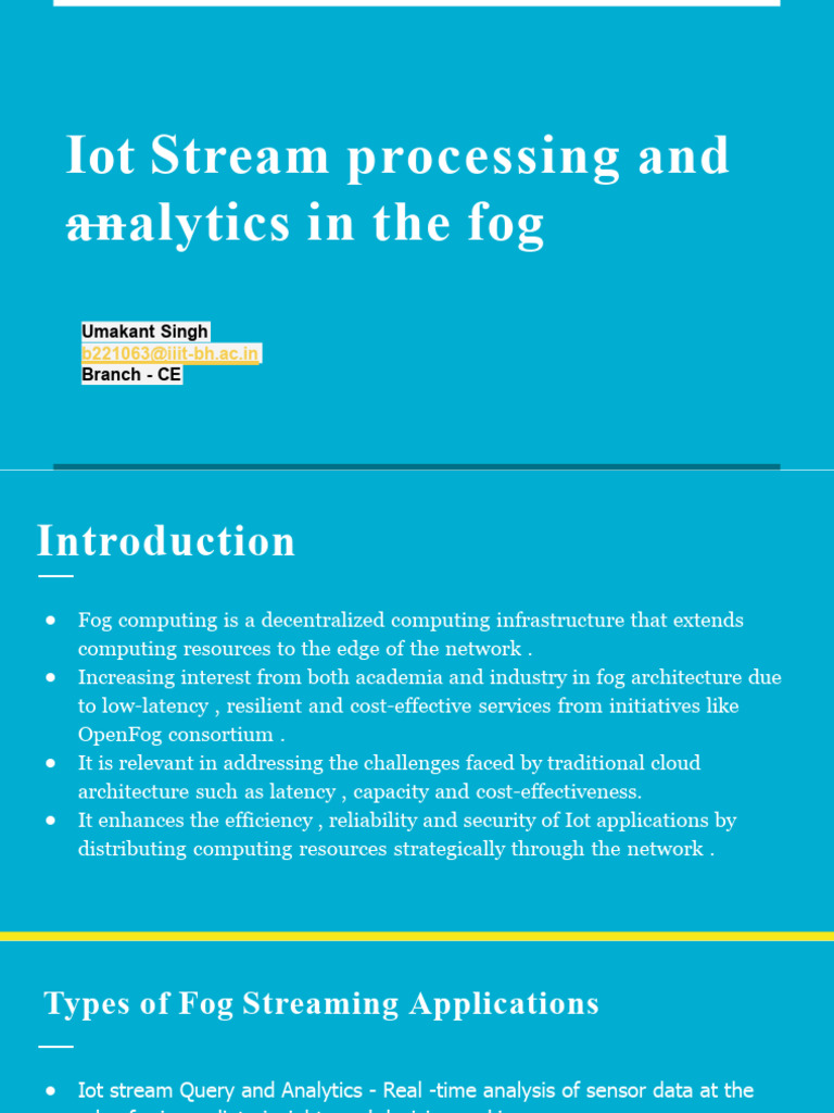 Iot Stream Processing and Analytics in The Fog | PDF | Internet Of ...
