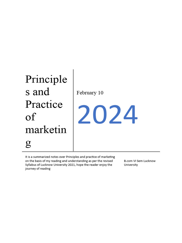 Principles and Practice of Marketing Notes | PDF | Marketing | Consumer ...