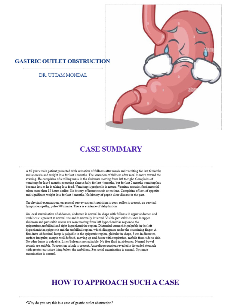 Gastric Outlet Obstruction Case Study | PDF | Stomach | Medical Specialties
