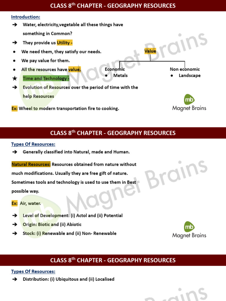 Understanding Resources for Class 8 | PDF | Resource | Sustainable ...