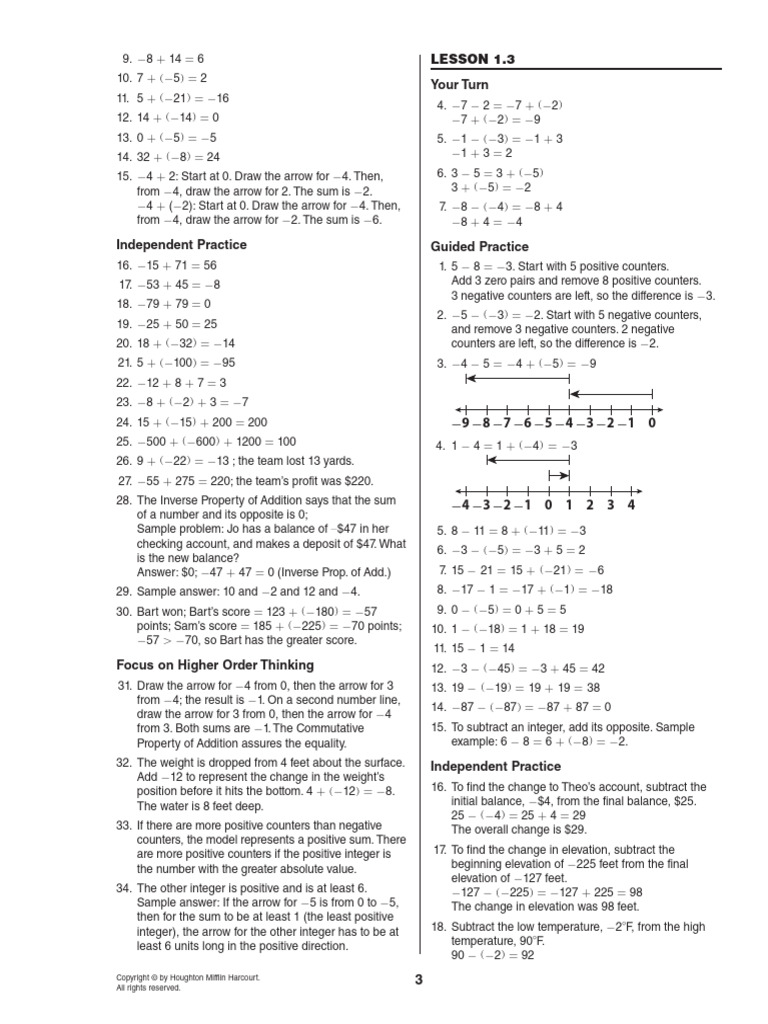 Integer Subtraction Practice Worksheet | PDF | Mathematics | Arithmetic