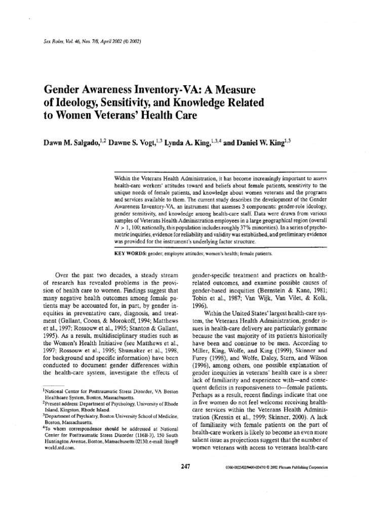 Gender Awareness Inventory VA A Measure | PDF