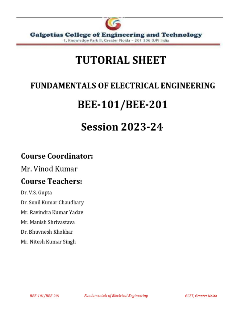 Electrical Engineering Fundamentals Tutorial | PDF | Transformer | Inductor