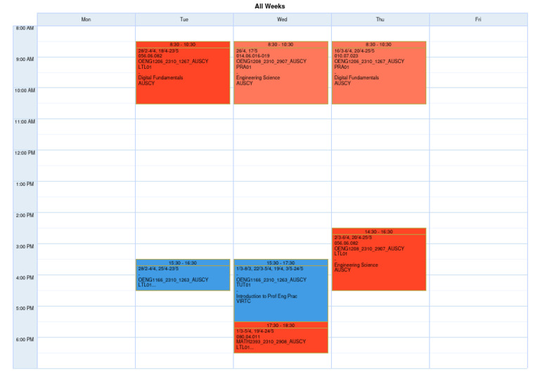 Timetable s3986139 | PDF