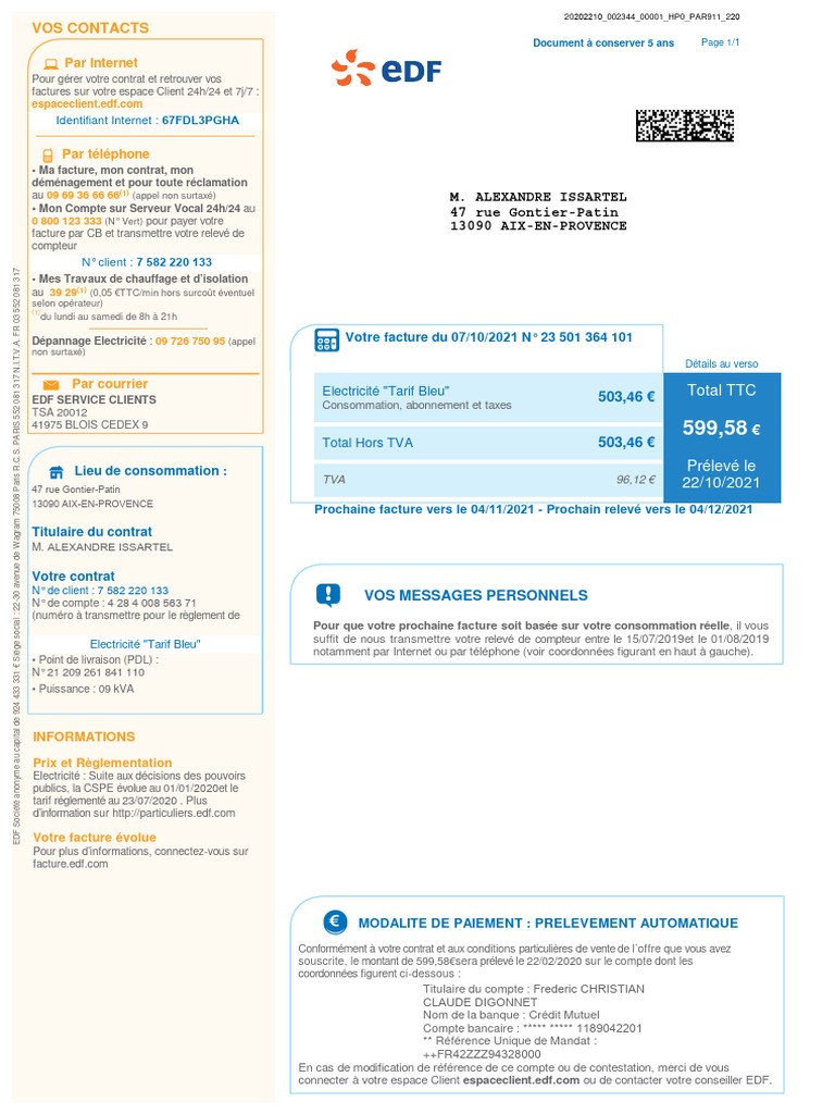 Contacts et informations EDF client | PDF | Banques | Facture