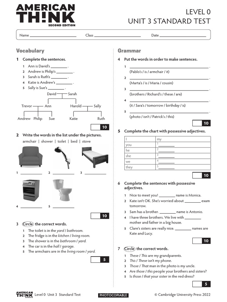 Level 0 Unit 3 Standard Test | PDF
