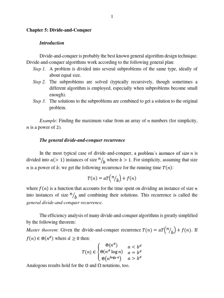 Chapter 5 Divide and Conquer Student | PDF | Mathematical Analysis ...